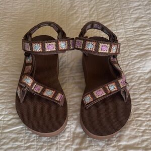 Teva Brown Sandals with Purple and Blue Accents NWOB size 7